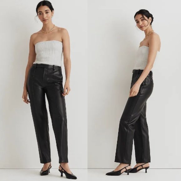 Madewell x Aimee Song Slim Tapered Pants NWT in Black Faux Leather 8 - Picture 11 of 11